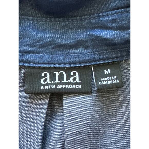 A.N.A. Denim Patchwork Button Up Shirt M Color Blocked Denim on Denim Trend - Picture 8 of 13